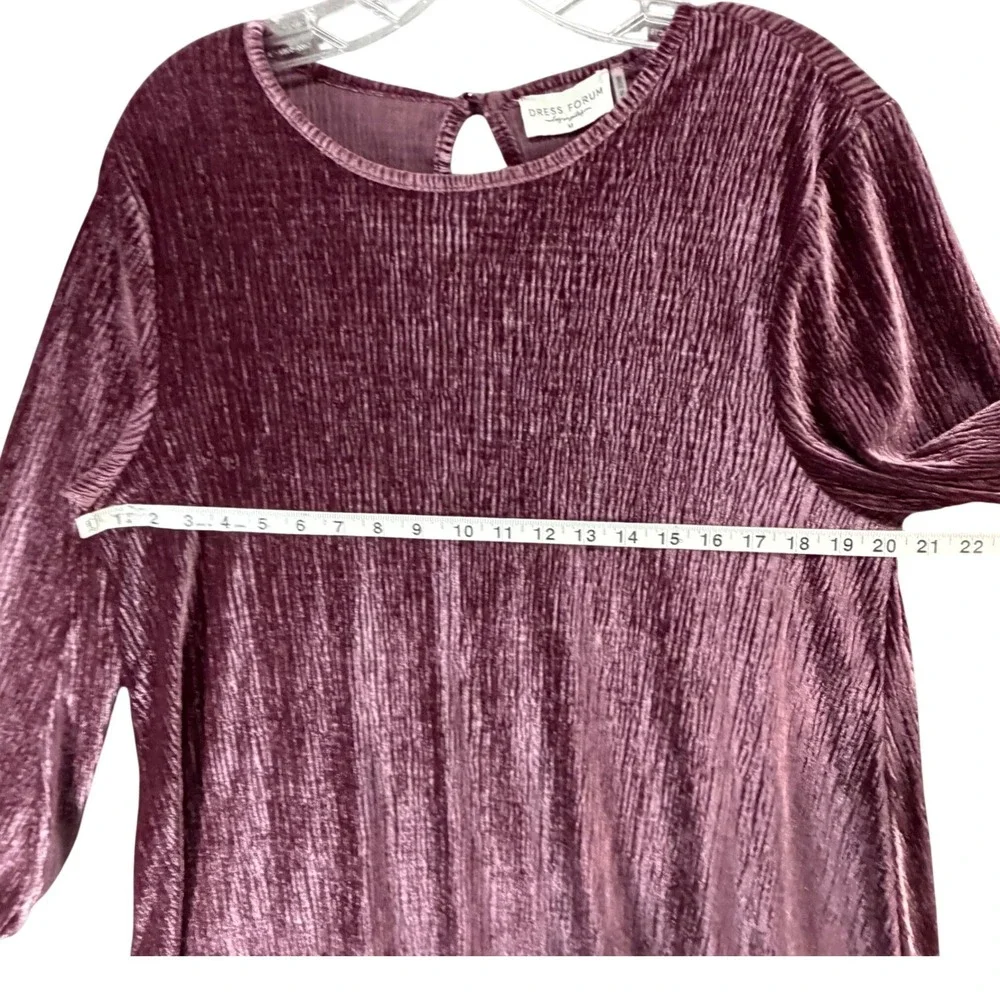 Dress Forum Velvet Tunic Dress Womens M Plum Plisse Style Crinkled Romantic Goth